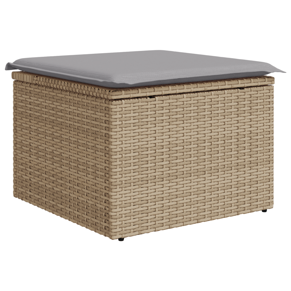 Produktbild för Trädgårdsoffset med kudde 4 pcs Beige och Ljusgrå Poly Rattan