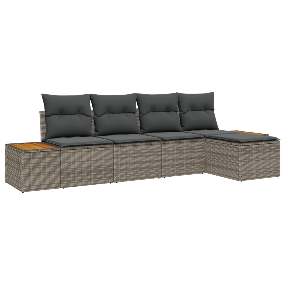 Produktbild för Trädgårdsoffset med kudde med lagring 6 pcs Grå Polyrattan