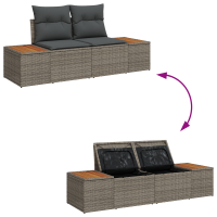 Produktbild för Trädgårdsoffset med kudde med lagring 6 pcs Grå Polyrattan
