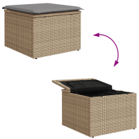 Produktbild för Trädgårdsoffset med kudde 6 pcs Beige och Ljusgrå Polyrattan
