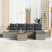 Produktbild för Trädgårdsoffset med kudde med lagring 6 pcs Grå Polyrattan