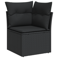 Produktbild för Trädgårdsoffset med kudde med lagring 5 pcs Svart Poly rattan