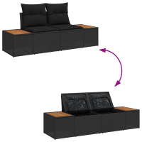 Produktbild för Trädgårdsoffset med kudde med lagring 5 pcs Svart Poly rattan
