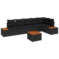 Produktbild för Trädgårdsoffset med kudde med lagring 6 pcs Svart Polyrattan