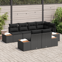 Produktbild för Trädgårdsoffset med kudde med lagring 7 pcs Svart Polyrattan