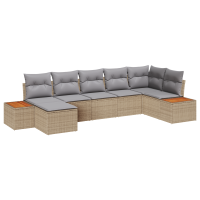 Produktbild för Trädgårdsoffset med kudde 8 pcs Beige och Ljusgrå Polyrattan