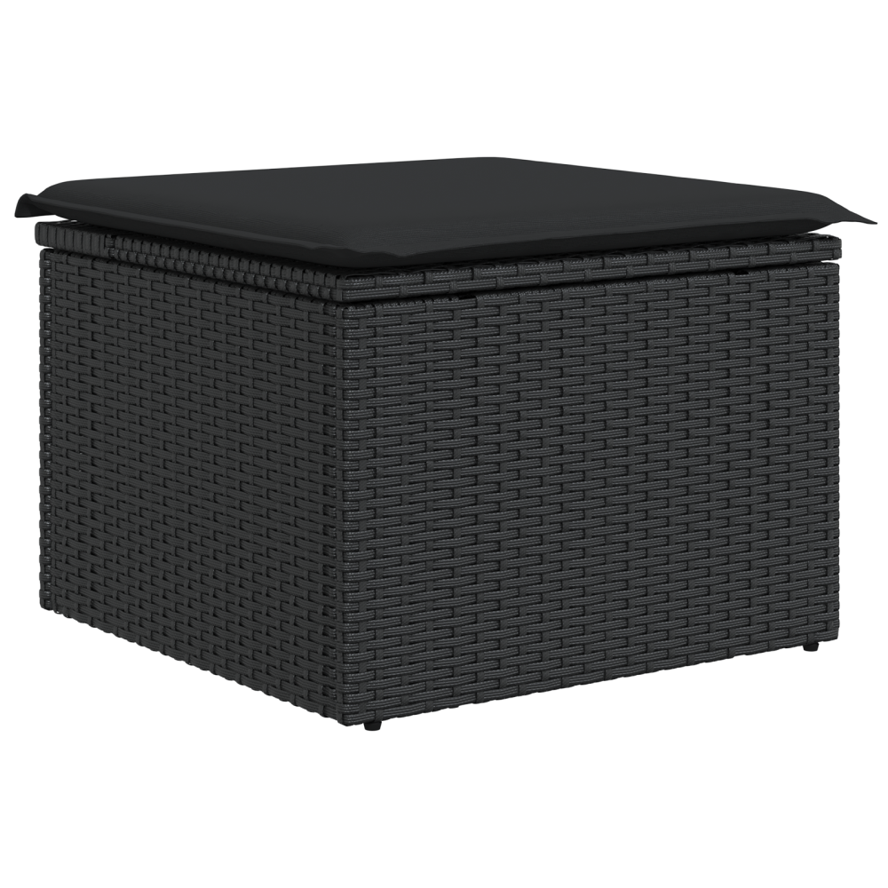 Produktbild för Trädgårdsoffset med kudde 6 pcs Svart Poly Rattan