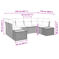 Produktbild för Trädgårdsoffset med kudde 6 pcs Beige och Ljusgrå Polyrattan