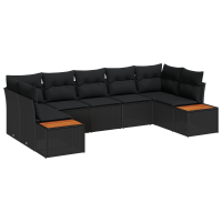 Produktbild för Trädgårdsoffset med kudde med lagring 7 pcs Svart Polyrattan