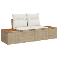 Produktbild för Trädgårdsoffset 7 pcs Beige och gräddfärgad Polyrattan