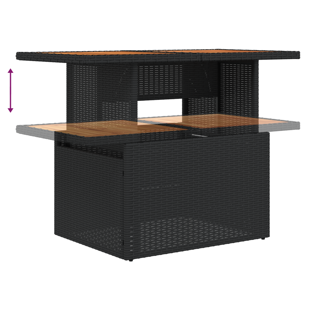 Produktbild för Trädgårdsoffset med lagring 5 pcs Svart Poly rattan