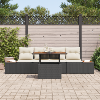 Produktbild för Trädgårdsoffset med lagring 5 pcs Svart Poly rattan