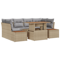 Produktbild för Trädgårdsoffset med lagring 7 pcs Beige Poly rattan