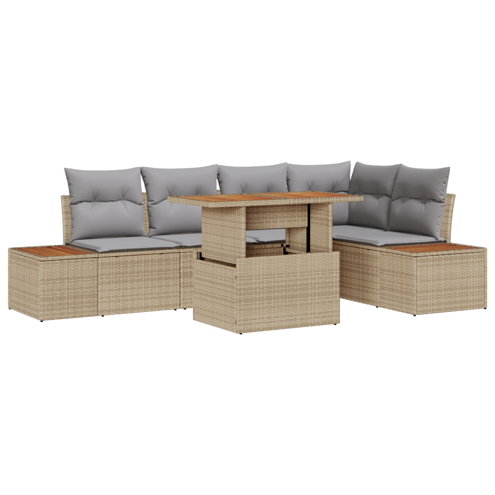 Produktbild för Trädgårdsoffset med lagring 6 pcs Beige Poly rattan