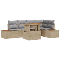 Produktbild för Trädgårdsoffset med lagring 6 pcs Beige Poly rattan