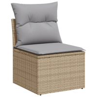 Produktbild för Trädgårdsoffset med lagring 6 pcs Beige Poly rattan