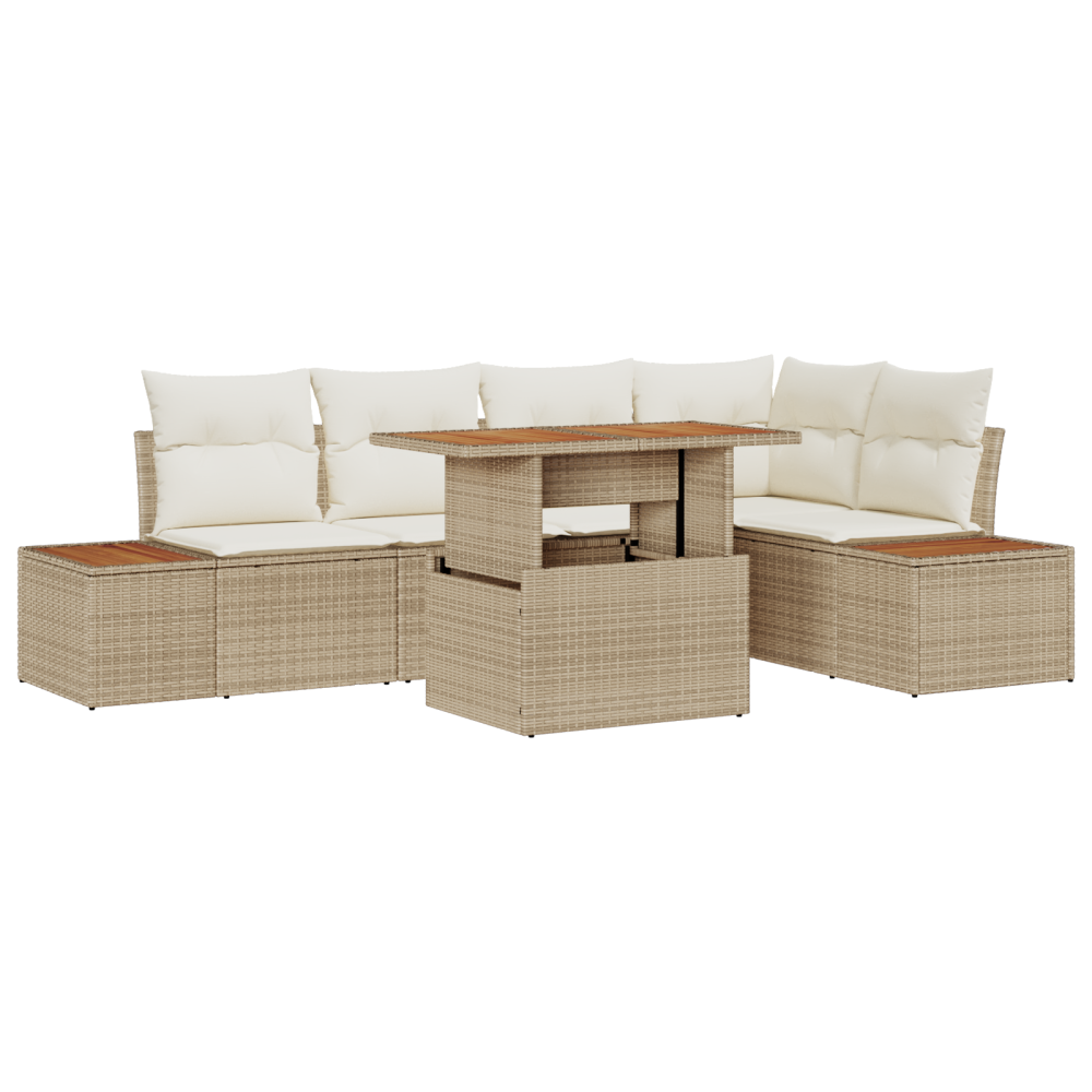 Produktbild för Trädgårdsoffset med lagring 6 pcs Beige Poly rattan