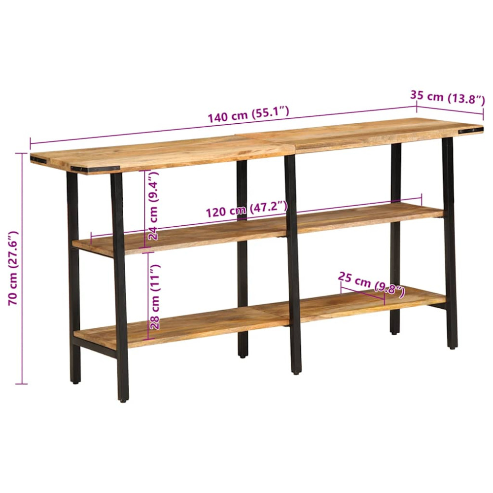 Produktbild för Avlastningsbord 140x35x70 cm mango i massivt trä