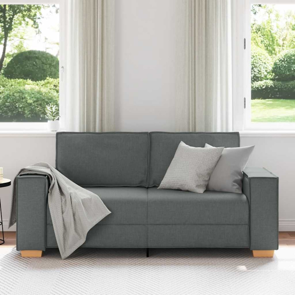 Produktbild för 2-sitssoffa mörkgrå 180x78x84 cm tyg