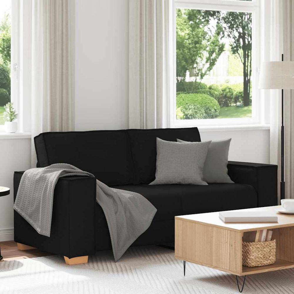 Produktbild för 2-sitssoffa svart 180x78x84 cm tyg