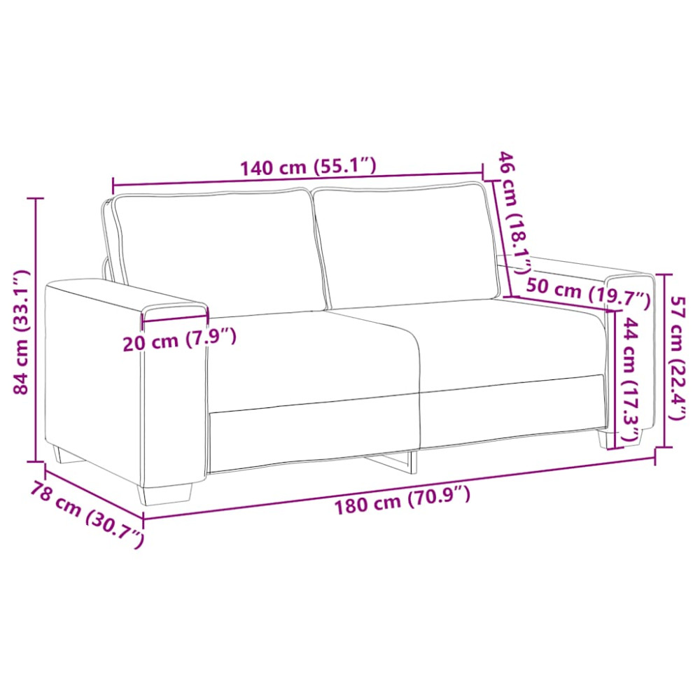 Produktbild för 2-sitssoffa vinröd 180x78x84 cm tyg