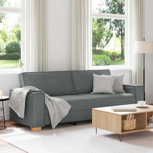 vidaXL 3-sitssoffa mörkgrå 220x78x84 cm tyg