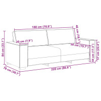 Produktbild för 3-sitssoffa mörkgrå 220x78x84 cm tyg