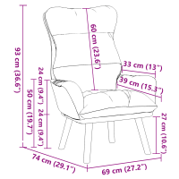 Produktbild för fåtölj Mörkgrå 69 x 74 x 93 cm Sammet