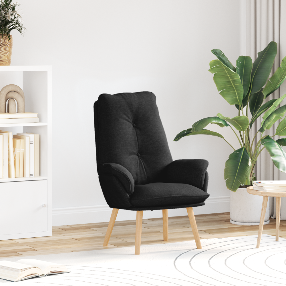 Produktbild för fåtölj Svart 69 x 74 x 93 cm Tyg och plywood