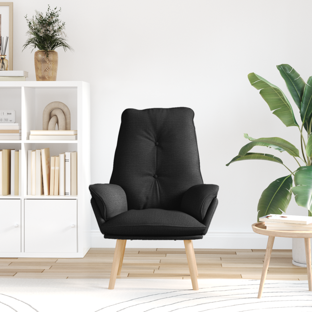 Produktbild för fåtölj Svart 69 x 74 x 93 cm Tyg och plywood