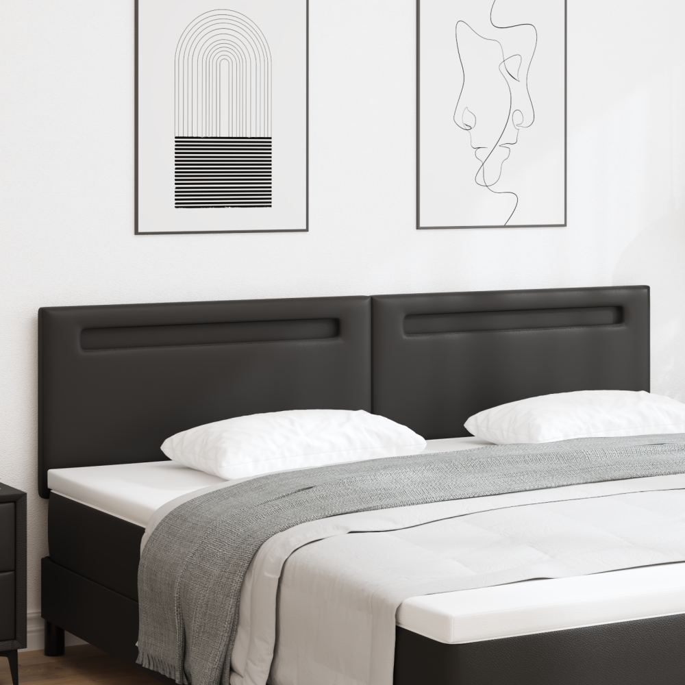 Produktbild för LED huvuddyna Svart 200 cm Konstläder