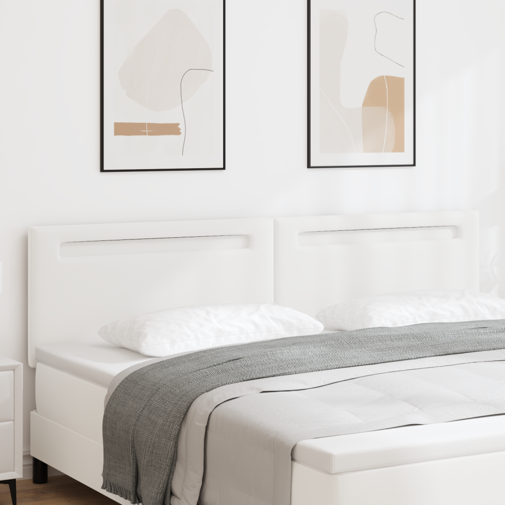 Produktbild för LED huvuddyna Vit 200 cm Konstläder