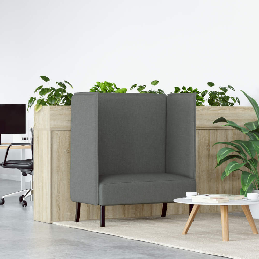 Produktbild för Hög Ryggsoffa 101cm Mörkgrå tyg