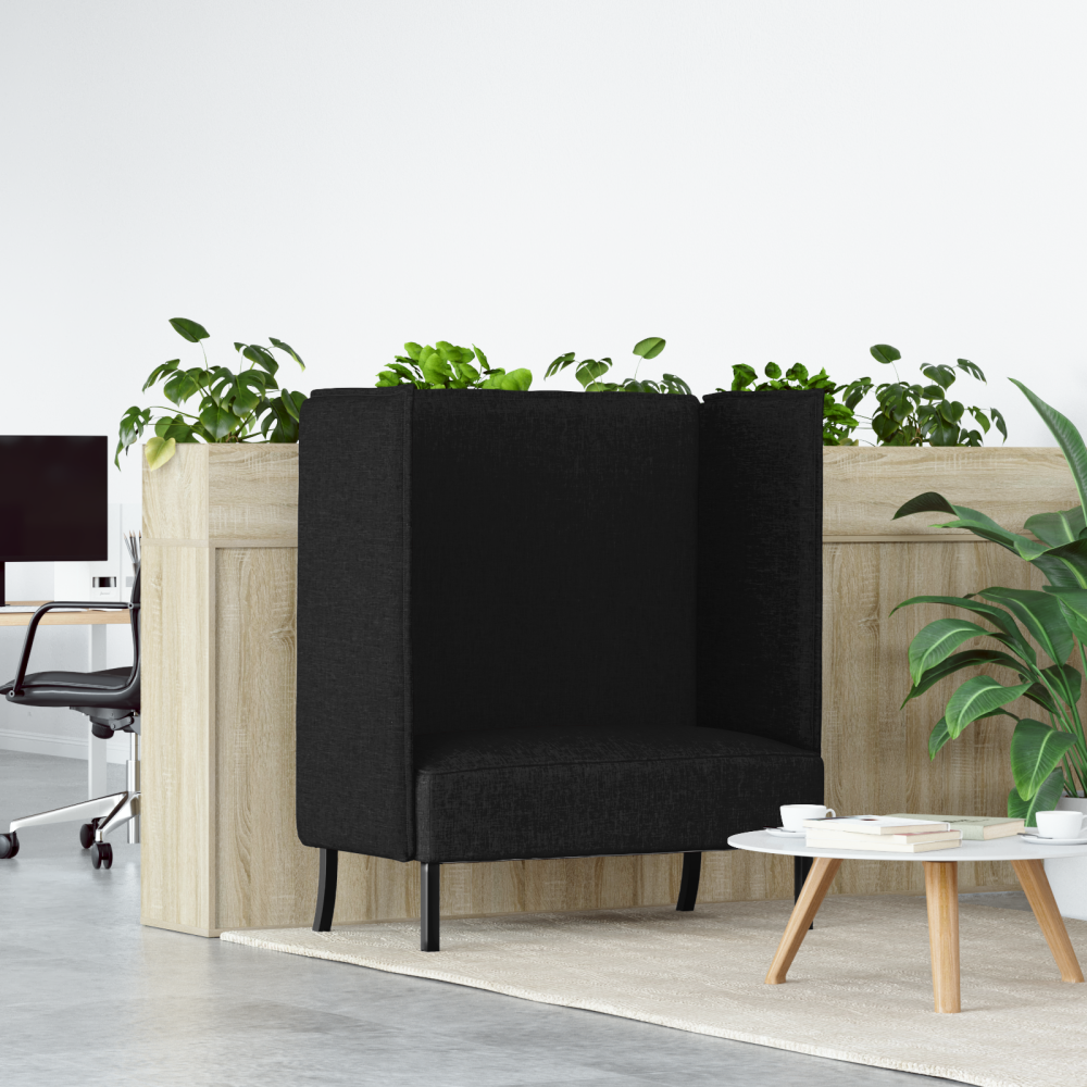 Produktbild för Hög Ryggsoffa 101cm Svart tyg