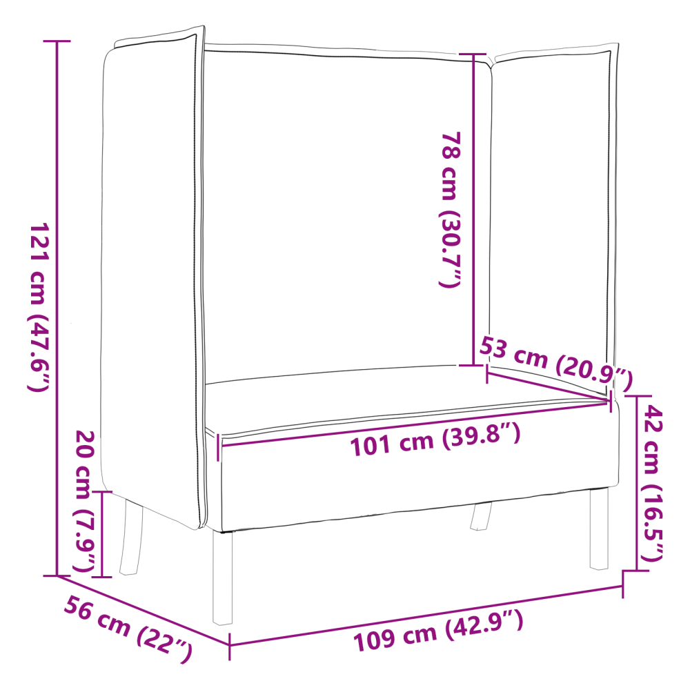 Produktbild för Hög Ryggsoffa 101cm Svart tyg