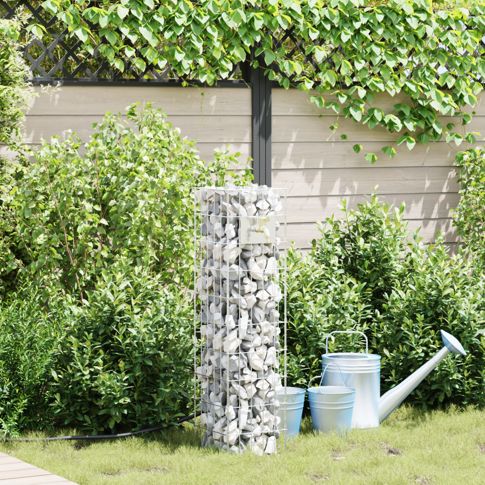 Produktbild för Gabionkran Silver 25 x 25 x 100 cm Rostfritt stål