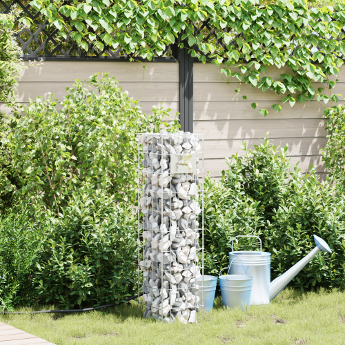 vidaXL Gabionkran Silver 25 x 25 x 100 cm Rostfritt stål