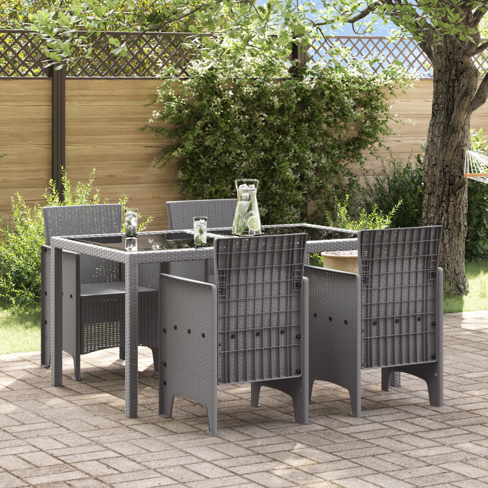 Produktbild för Trädgård Stol 4 pcs Ljusgrå 53 x 49 x 85 cm Polypropylen