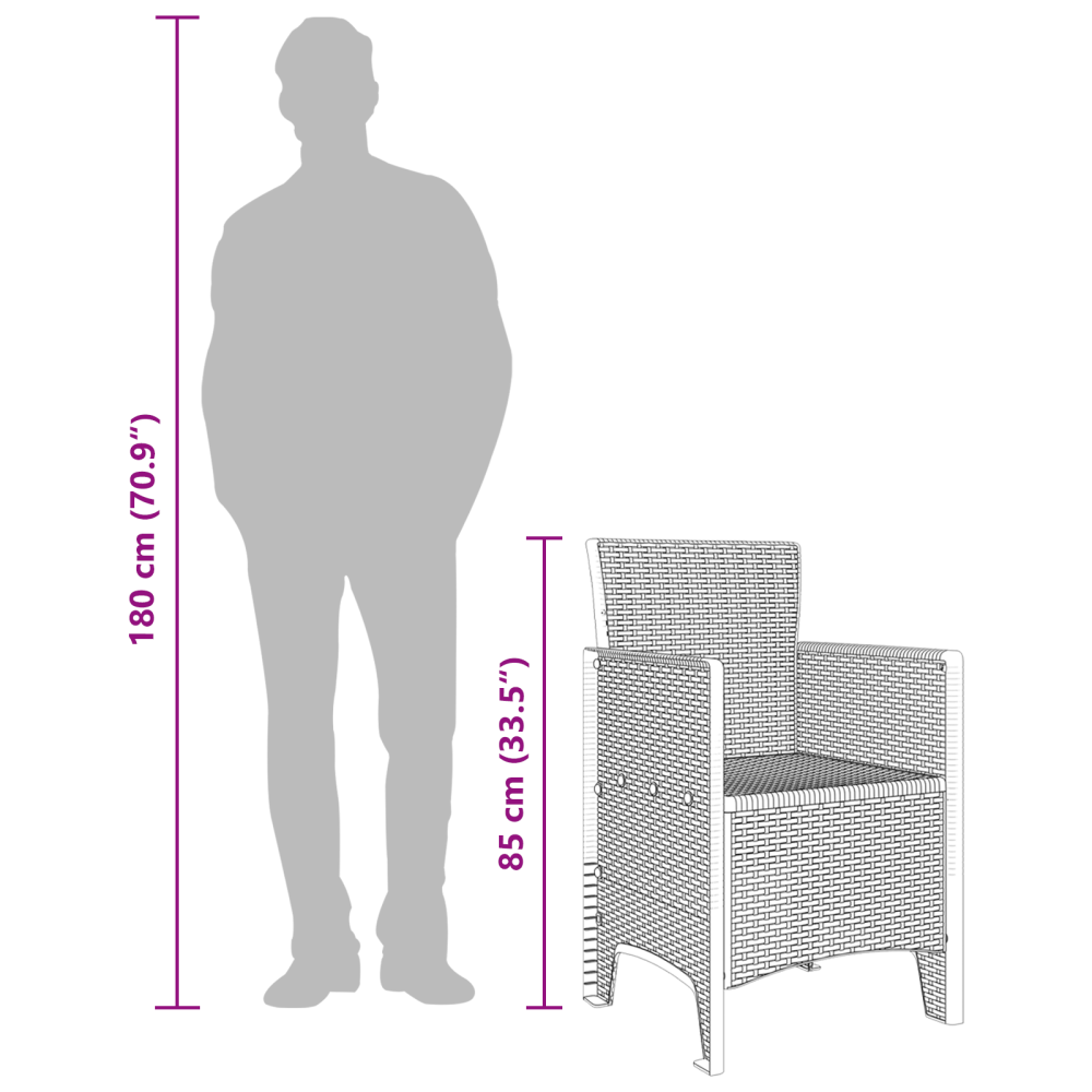 Produktbild för Trädgård Stol 4 pcs Ljusgrå 53 x 49 x 85 cm Polypropylen