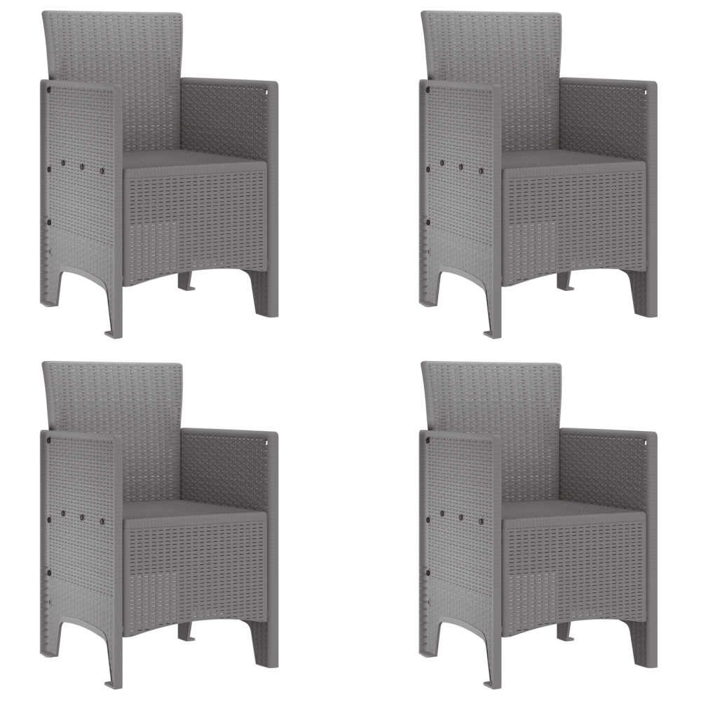 Produktbild för Trädgård Stol 4 pcs Ljusgrå 53 x 49 x 85 cm Polypropylen