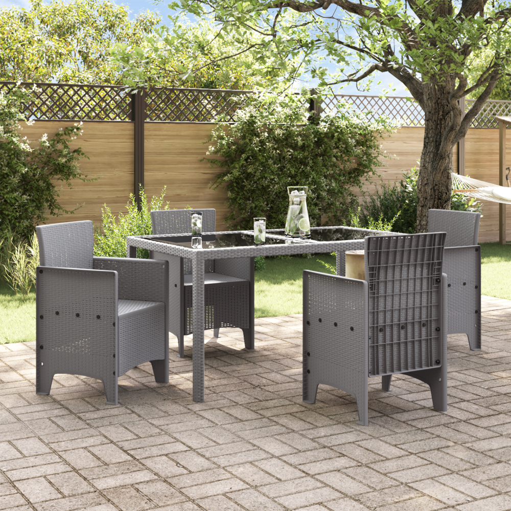 Produktbild för Trädgård Stol 4 pcs Ljusgrå 53 x 49 x 85 cm Polypropylen