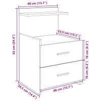 Produktbild för Sängbord 2 st med 2 lådor svart 40x36,5x62 cm