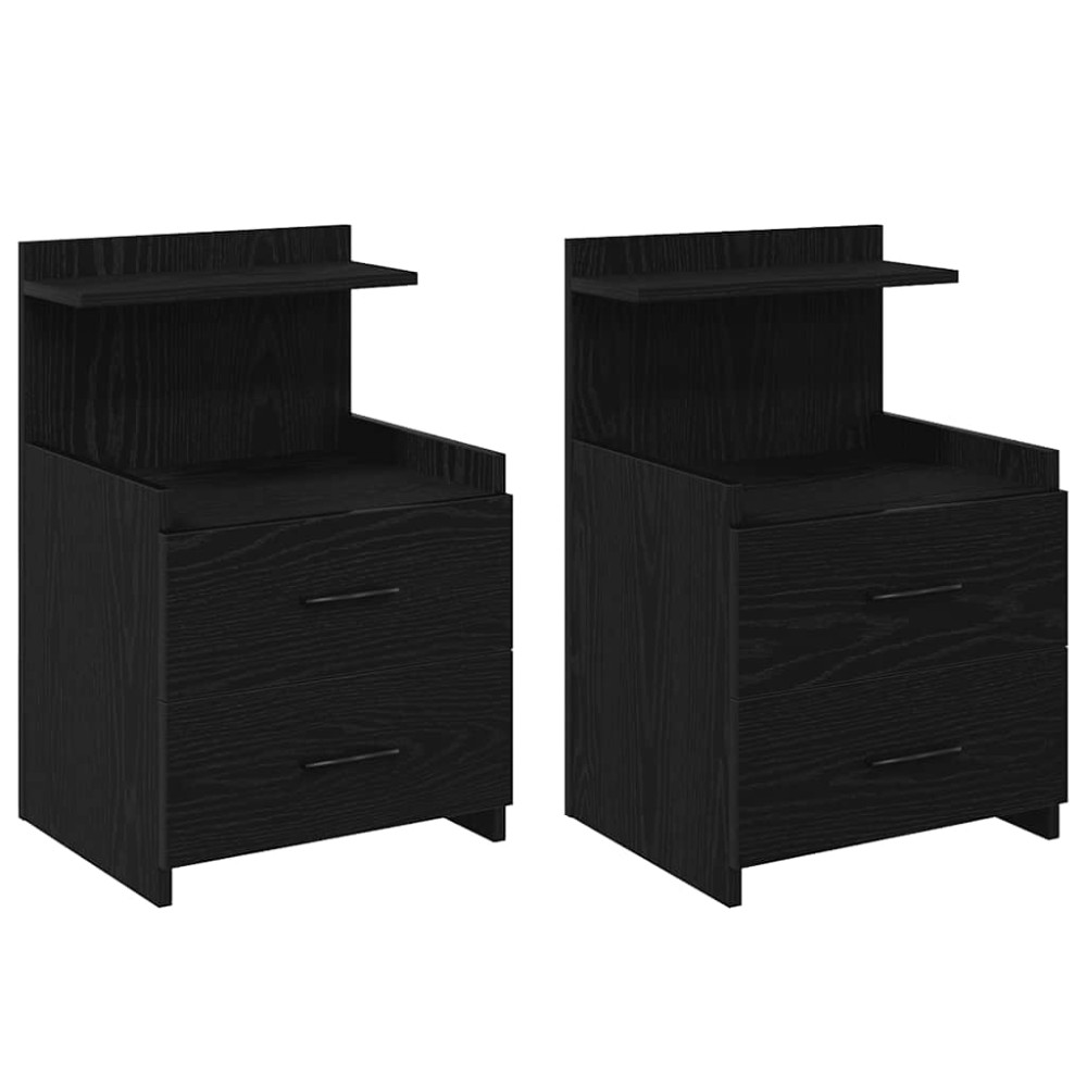 Produktbild för Sängbord 2 st med 2 lådor svart 40x36,5x62 cm