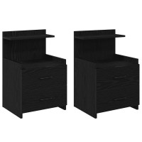 Produktbild för Sängbord 2 st med 2 lådor svart 40x36,5x62 cm