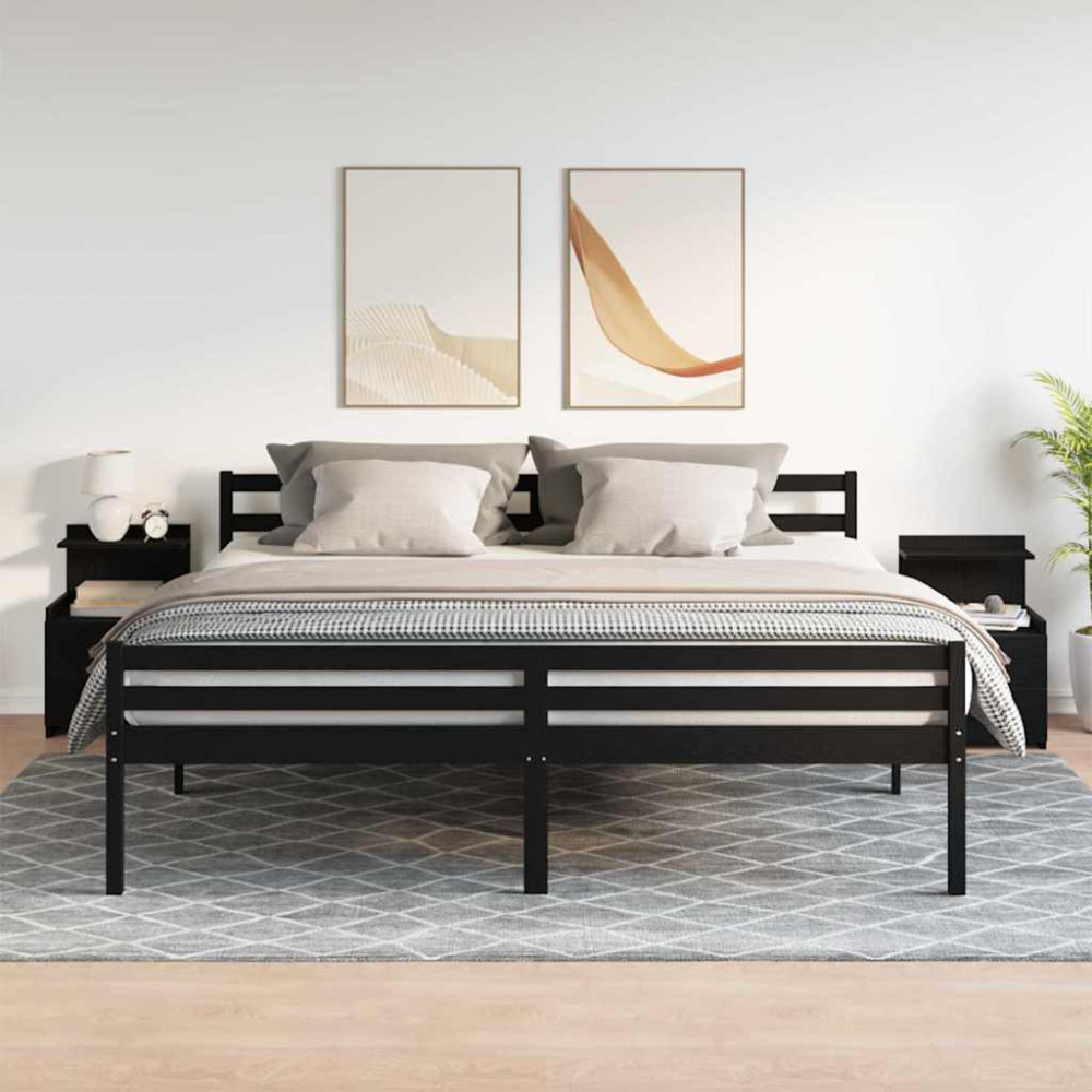 Produktbild för Sängbord 2 st med 2 lådor svart 40x36,5x62 cm