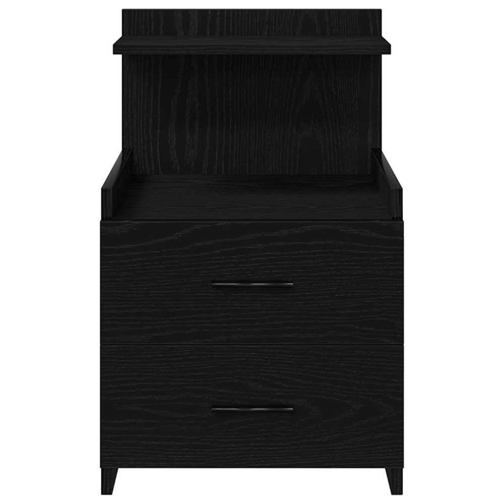 Produktbild för Sängbord 2 st med 2 lådor svart 40x36,5x62 cm