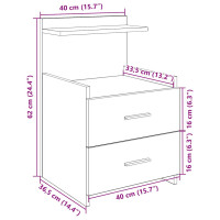 Produktbild för Sängbord 2 st med 2 lådor rökt ek 40x36,5x62 cm