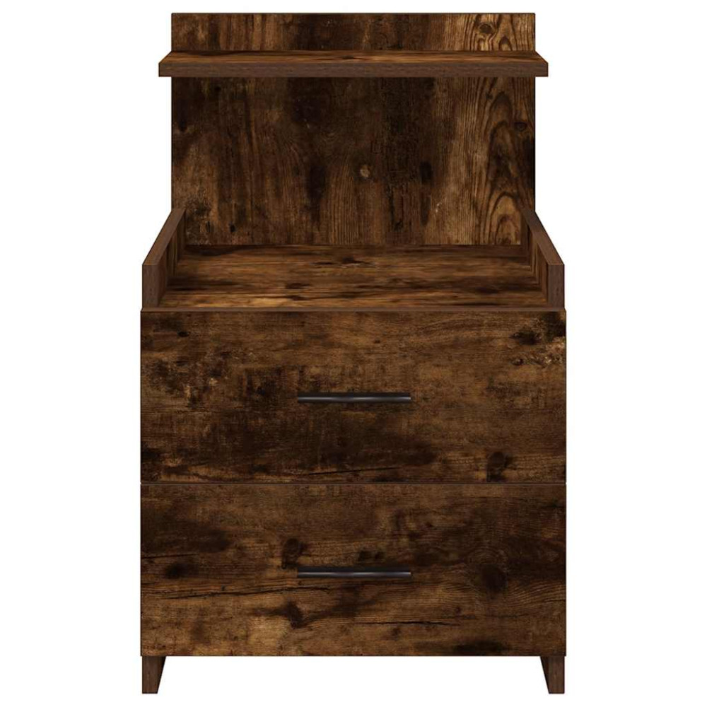 Produktbild för Sängbord 2 st med 2 lådor rökt ek 40x36,5x62 cm