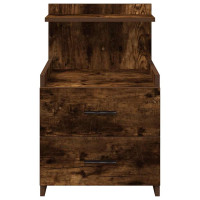 Produktbild för Sängbord 2 st med 2 lådor rökt ek 40x36,5x62 cm