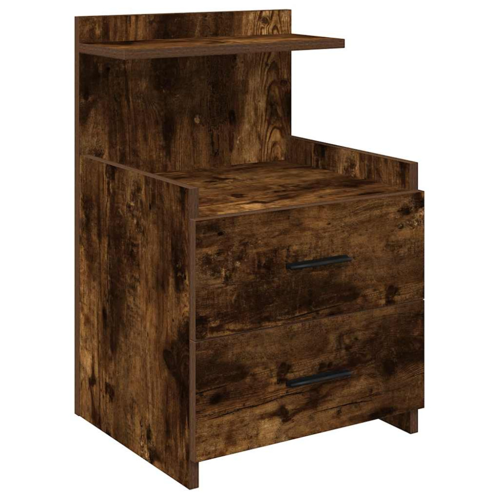 Produktbild för Sängbord 2 st med 2 lådor rökt ek 40x36,5x62 cm
